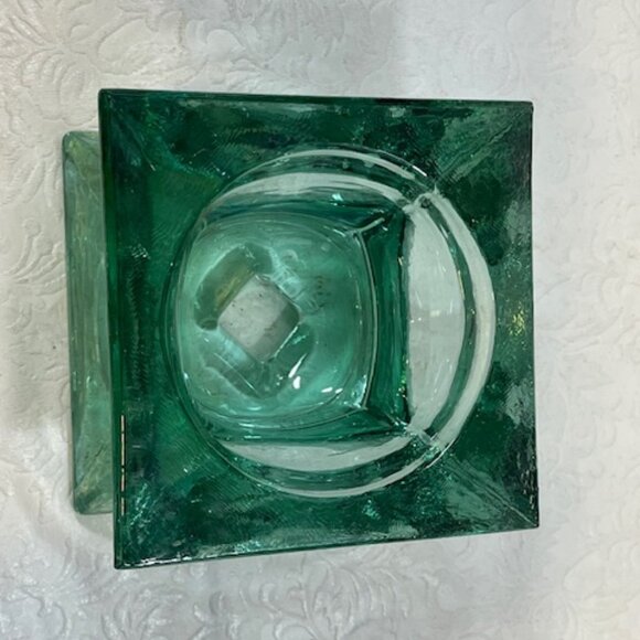 VTG Vidrios San Miguel 100% Recycled Glass Candle Holder Green Heavy - Picture 3 of 9